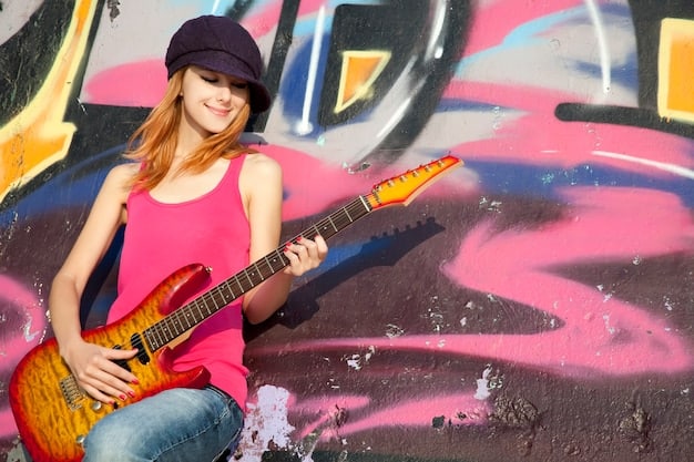 A vibrant and energetic scene of a rock band in a photoshoot, experimenting with different poses and outfits that reflect their unique style. The backdrop includes graffiti art and edgy urban elements, capturing the essence of their rock persona.