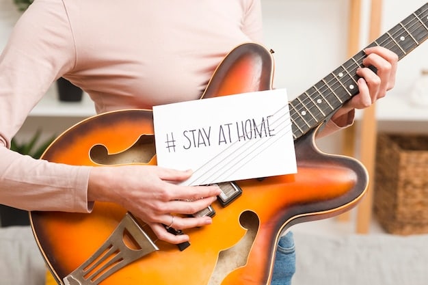 A close-up shot of a musician holding a certificate of copyright registration, with a blurred background of musical instruments.