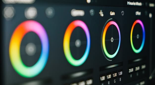 A screenshot of the DaVinci Resolve interface, showcasing its color correction panel with various curves, scopes, and controls. The interface should appear professional and detailed, highlighting the software's advanced capabilities.