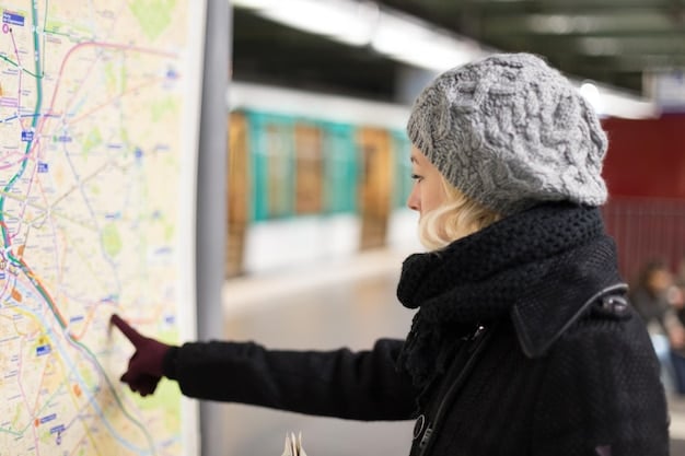 A map displaying public transportation routes in a major city, highlighting the proximity to a concert venue identified by a musical note icon. Key landmarks are visible in the background.