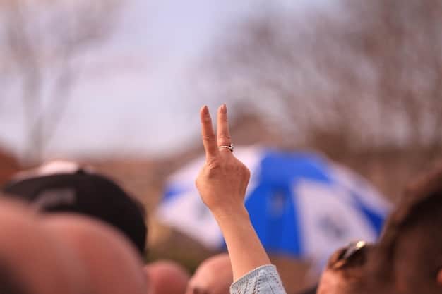 A close-up shot of hands reaching up to support a crowd surfer. The focus is on the hands, showing the collective effort and trust involved in the act. The background is blurred, suggesting the energy and movement of the concert crowd.