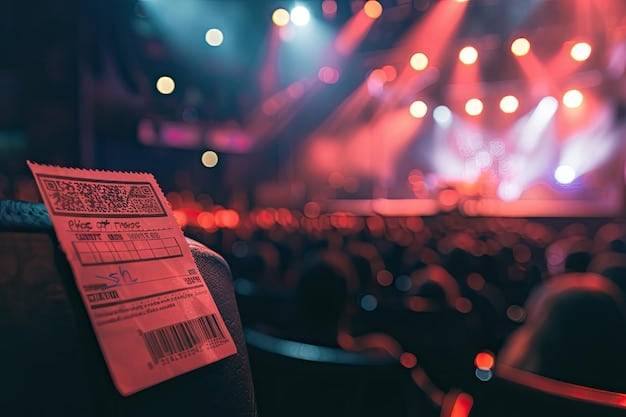 A close-up shot of rock festival tickets displaying the new, higher prices for the 2025 edition. The tickets are arranged in a fan, showing various ticket types, such as general admission, VIP, and backstage passes. The background is blurred, focusing attention on the price tags of the tickets.