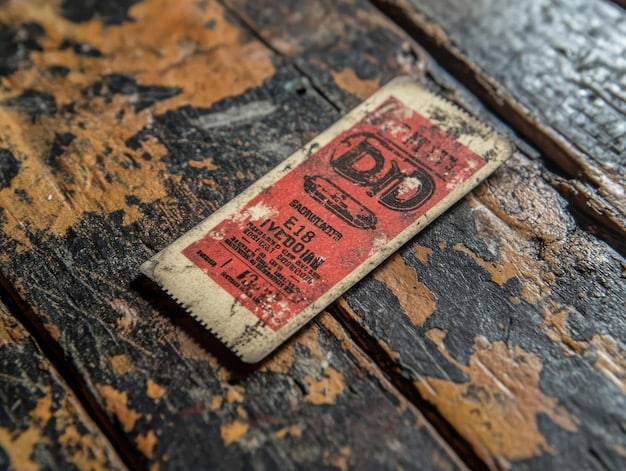 A close-up photo of a concert ticket, slightly crumpled, lying on a dusty surface. The ticket has a faded band logo and a visibly high price printed on it.